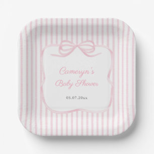 Hübsche rosa Schleifen-Babyparty für Mädchen Pappteller