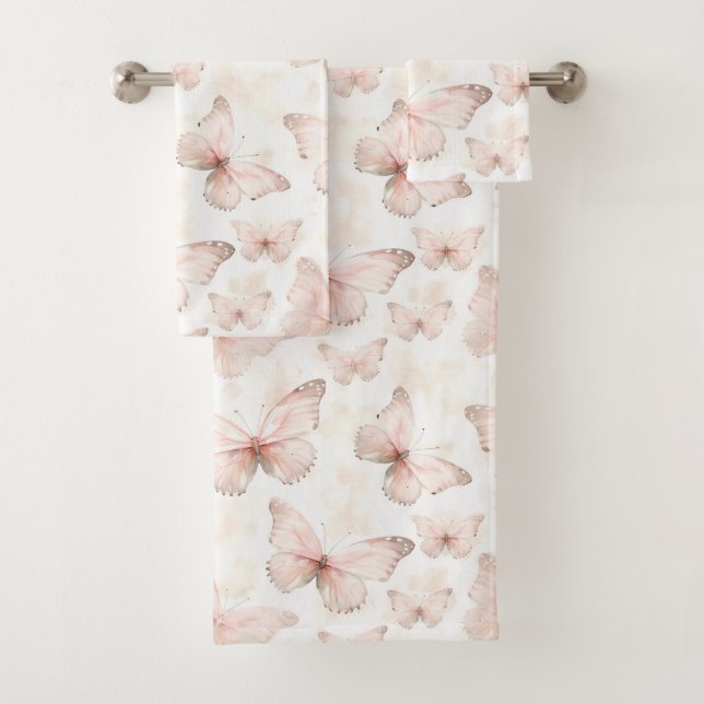 Hübsche rosa Schmetterlinge   Badhandtuch Set (Insitu)