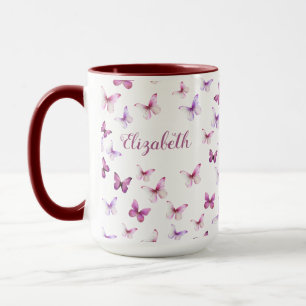 Hübsche rosa Schmetterlinge benutzerdefinierter Na Tasse