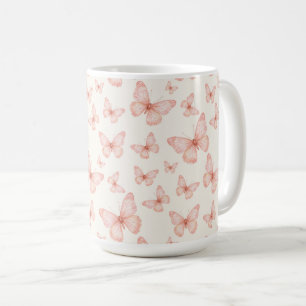 Hübsche rosa Schmetterlinge Kaffeetasse