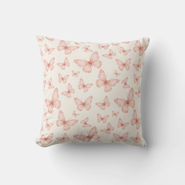 Hübsche rosa Schmetterlinge Kissen (Vorderseite)