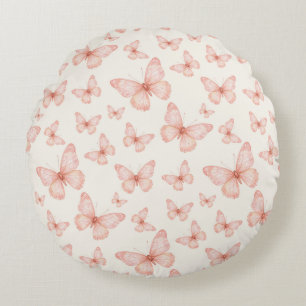 Hübsche rosa Schmetterlinge Rundes Kissen