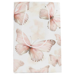 Hübsche Rosa Schmetterlinge zum Geburtstag Mittlere Geschenktüte