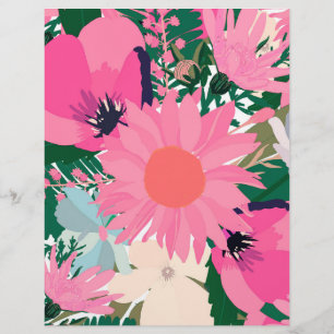 Hübsche rosa Sonnenblumen und Mohnblumen-Blumendes Briefbogen