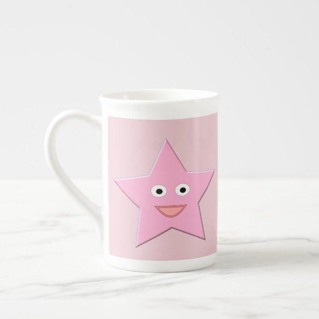Hübsche Rosa-Star-Tasse Prozellantasse (Links)