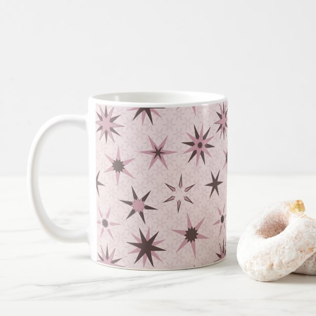 Hübsche rosa Sterne - Muster. Kaffeetasse (Mit Donut)