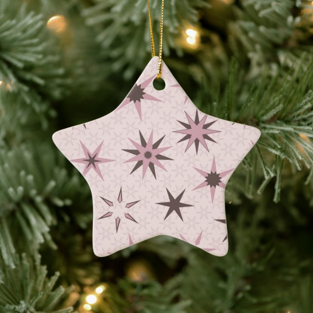 Hübsche rosa Sterne - Muster. Keramik Ornament (Baum)