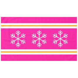 Hübsche rosa Streifen Dreifach weiße Schneeflocken Tischdecke