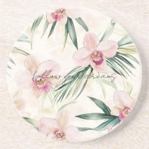 Hübsche rosa tropische Orchideen-Blume Getränkeuntersetzer