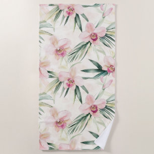 Hübsche rosa tropische Orchideen-Blume Strandtuch