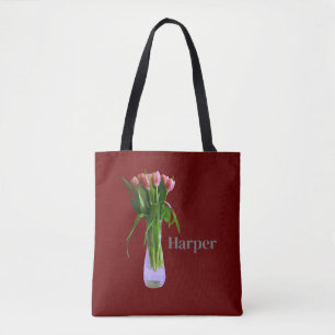 Hübsche rosa Tulip-Blume in einem Vasenfoto
