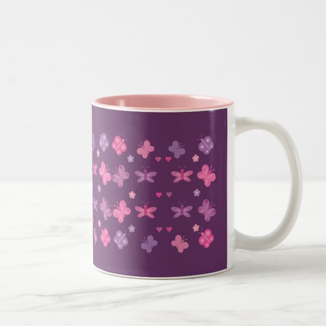 Hübsche rosa u. lila Tasse mit (Rechts)