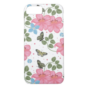 Hübsche rosa und blaue Blumen Case-Mate iPhone Hülle