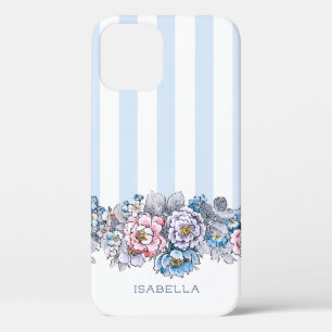 Hübsche rosa und blaue Blumen und Streifen mit Nam Case-Mate iPhone Hülle