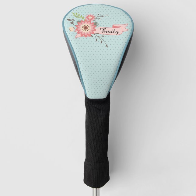 Hübsche rosa und blaue personalisierte golf headcover (Vorderseite)