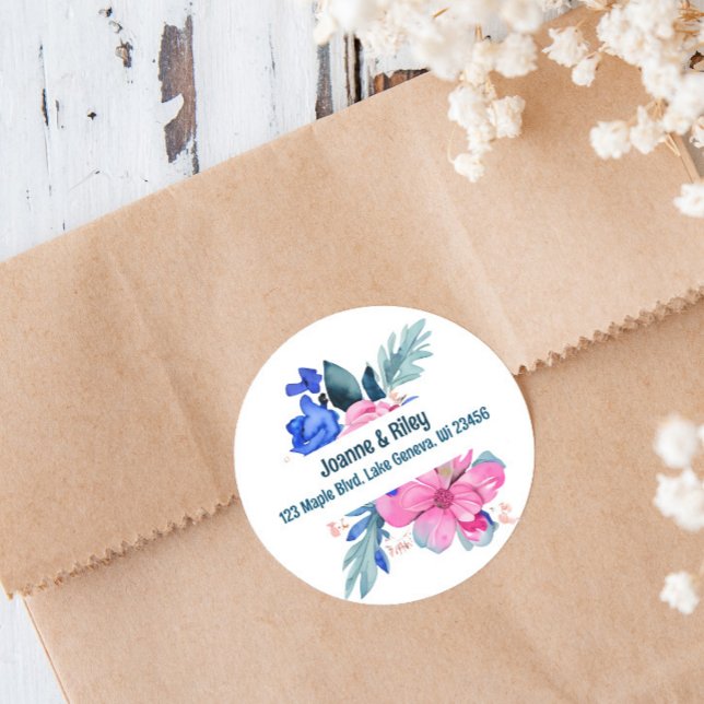 Hübsche Rosa- und Blautönen Personalisiert Runder Aufkleber (Von Creator hochgeladen)