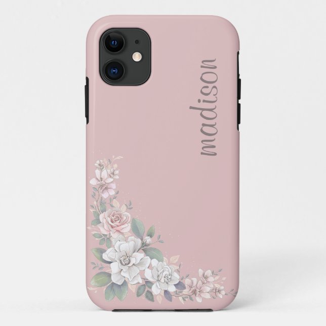 Hübsche Rosa und Elfenbeinfarben Rose Blütenfarben Case-Mate iPhone Hülle (Rückseite)