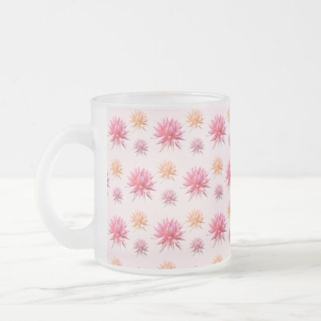 Hübsche Rosa- und Gelbblumen Mattglastasse (Links)