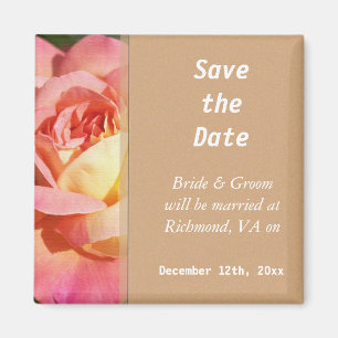 Hübsche rosa und gelbe Blume Save the Date Magnet