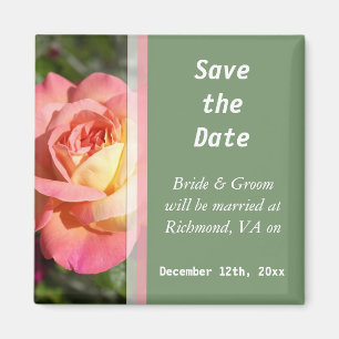 Hübsche rosa und gelbe Blume Save the Date Magnet
