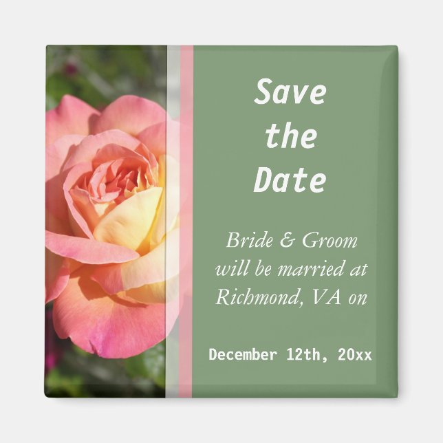 Hübsche rosa und gelbe Blume Save the Date Magnet (Vorne)