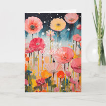 Hübsche rosa und gelbe Blumen-Karte zum Falten