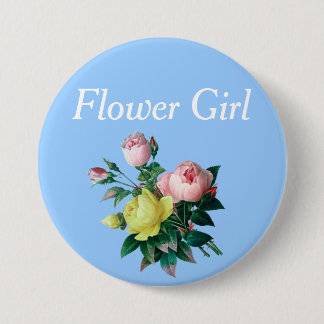 hübsche Rosa und gelbe Rosa Blume Blume Mädchen Button