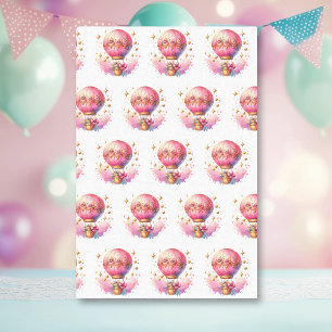 Hübsche Rosa und Gold Heißluftballons Seidenpapier