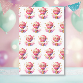 Hübsche Rosa und Gold Heißluftballons Seidenpapier