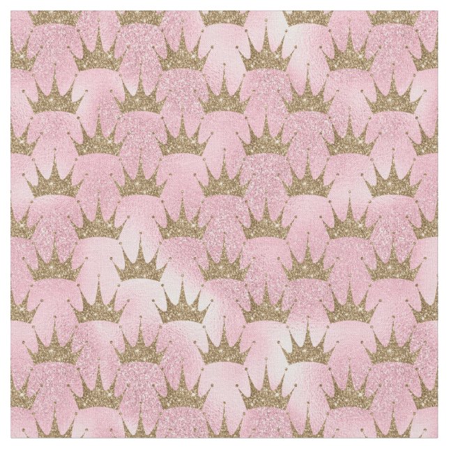 Hübsche Rosa- und Goldkrone der Prinzessin Glitzer Stoff (Nahaufnahme)