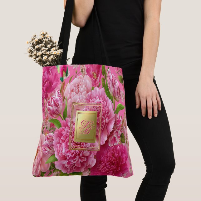 Hübsche rosa und grüne floral Monogramm-Garten  (Von Nahem)