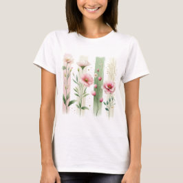 HÜBSCHE ROSA UND GRÜNE PASTELLFARBENE WILDBLUMEN T-Shirt