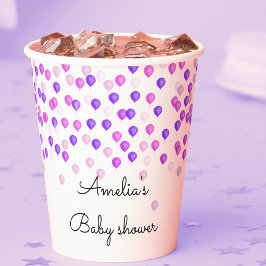 Hübsche Rosa- und Lila Babydusche Pappbecher