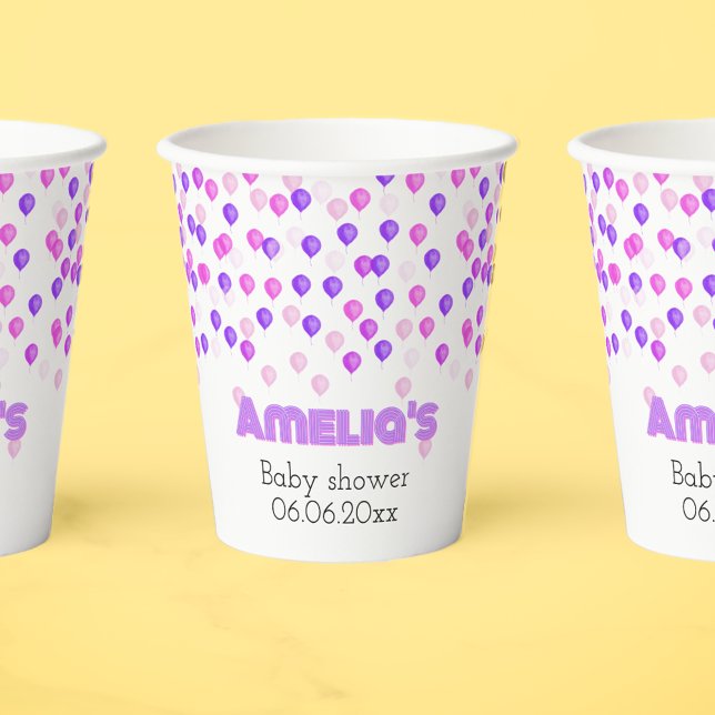 Hübsche Rosa- und Lila Babydusche Pappbecher (Von Creator hochgeladen)