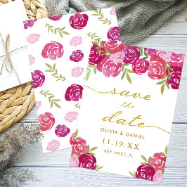 Hübsche Rosa- und Lila Rose Blätter Hochzeiten Save The Date