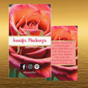Hübsche rosa und pfirsichfarbene Rose AI-generiert Visitenkarte