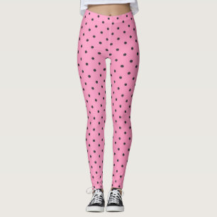 Hübsche rosa und schwarze Polka-Punkte Leggings