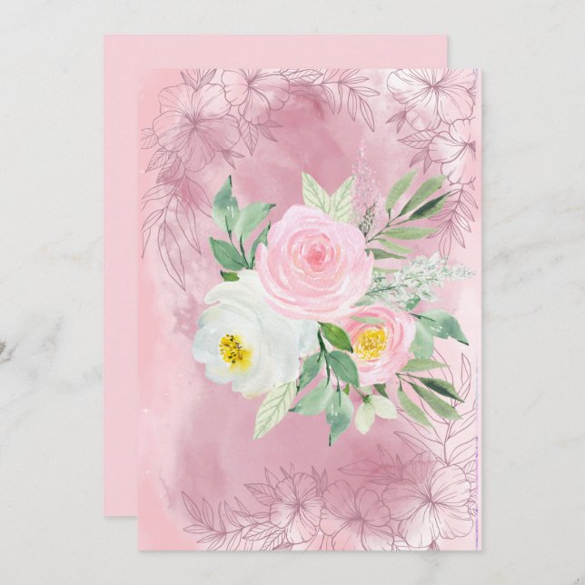 Hübsche, rosa und weiße Blume Ankündigung (Vorne/Hinten)