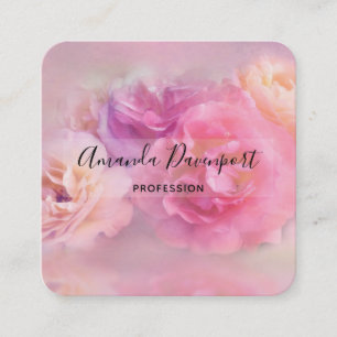 Hübsche rosa und weiße Nelken Fotografie Quadratische Visitenkarte