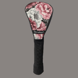 Hübsche rosa und weiße Pfingstrose personalisiert Golf Headcover