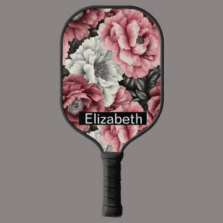Hübsche rosa und weiße Pfingstrose personalisiert Pickleball Schläger