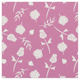 Hübsche Rosa und Weiße Rosen Rosenknospe, Blumendr Stoff
