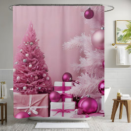 Hübsche, rosa Weihnachtsbäume Hintergrund Duschvorhang