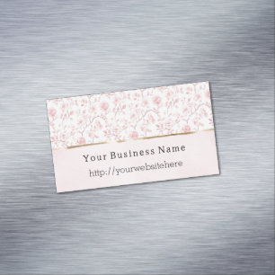 Hübsche Rosa Weiße Blumen Firmenname Webseite Magnetische Visitenkarte