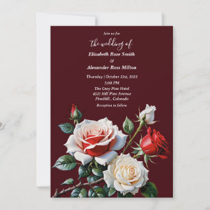 Hübsche rosa weiße rote Rosen dunkle florale Hochz Einladung
