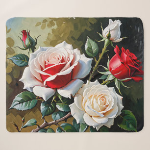 Hübsche rosa weiße rote Rosen Ölmalerei Sherpadecke