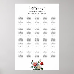 Hübsche, rosa, weiße rote Rosen Poster