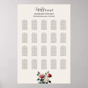 Hübsche, rosa, weiße rote Rosen Poster