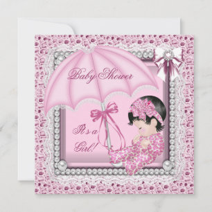 Hübsche rosa weiße süße Mädchen-Baby-Party Einladung