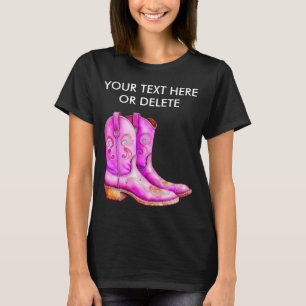 Hübsche rosa Western-Cowgirl-Rodeo-Stiefel Farm Li T-Shirt